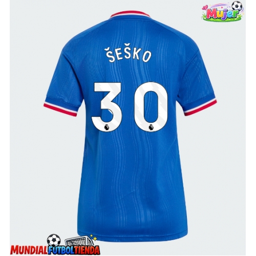 Camiseta Manchester United Benjamin Sesko #30 Segunda Equipación Replica 2026-27 para mujer mangas cortas